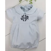 Baby Boys Blue Cotton Bubble Outfit Peter Pan Collar