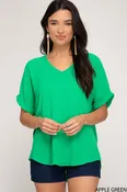 Apple Green V-Neck Top