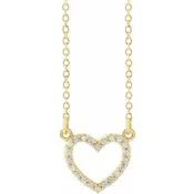 14K gold .08 CTW Natural Diamond Petite Heart 16" Necklace