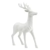 18" White Flocked Standing Deer