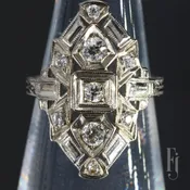 14k White Gold &amp; Diamond Antique Art Deco Ring – Size 2.75