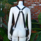 Black Leather Harness Holster with Leather Bags — jackie robbins leather + jewelry