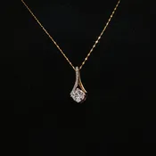Lab Diamond Teardrop Pendant Necklace in Yellow Gold