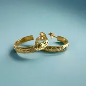 4mm Old English Medium Hoop Makana Earrings w/ Post in 14K White, Pink or Green Gold