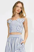Adelyn Rae Emma Striped 3D Floral Detail Crop Top