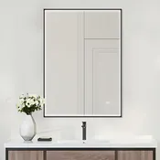 COLINE 24" x 32" Rectangular Black Metal Framed LED Mirror
