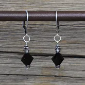 Blackjack Crystal Leverback Earrings #EW628-196