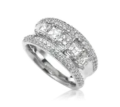Diamond Band with Asscher Cut and Round Diamonds