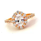 14K Rose Gold Diamond Halo Engagement Ring