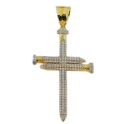 CZ Nail Cross10kt Pendant Charm P-161