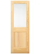 1/2 Lite Frosted Over Raised Panel Clear Pine Door