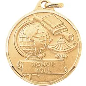 1 1/4 inch Globe with Lamp and Books, Honor Roll Stamped E900443