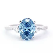 Fancy Vivid Blue 1.95 Carat Oval Diamond Engagement Ring 2.19 CTW in 14K White Gold