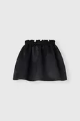 Balloon skirt in pure silk satin with floral embroidery