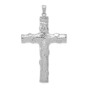 14KT White Gold Large Tree Textured Cross
