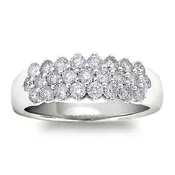 14k White Gold Victor Corp. 1.00ct, 3-row, Round Diamond Anniversary Band