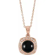 14K Rose Onyx Diamond Halo-Style Necklace