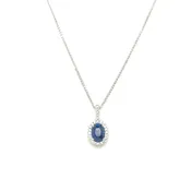 Blue Sapphire & Diamond Oval Pendant
