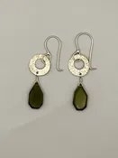 Moldavite and Circle Earrings