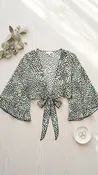 Blue Printed Tie Front Blouse