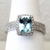 Aquamarine & Diamond Wedding Set