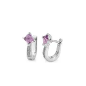 Amethyst Diamond Hoops