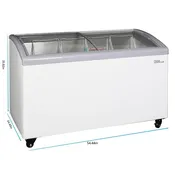 9.5' CURVED GLASS TOP CHEST FREEZER/REFRIGERATOR