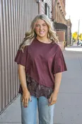Floral Lace Trim Asym Tee