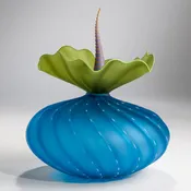 Bobtanical Urchin Art Glass - Aqua Blue, Olive and Purple