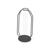 10" Black And Clear Glass And Metal Table Vase