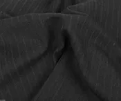 100% Wool Suiting Fabric Charcoal Stripe on Black