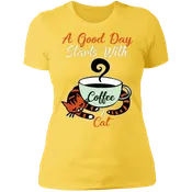 A GOOD DAY STARTS WITH COFFEE AND CATS Ladies' Boyfriend T-Shirt