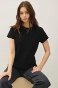 100% Cotton Garment Dyed Slub Tee in Black