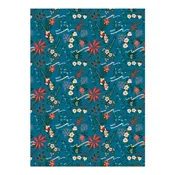 Blue Poinsettia Wrapping Paper  - USA Made