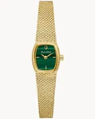 17mm Bulova 97L184 Goddess of Time Malachite Ladies Quartz Wristwatch Green/Gold