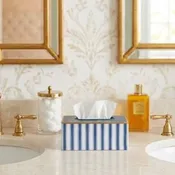Brush Stripe Enameled Rectangular Tissue Box Cover - Avail 10/01