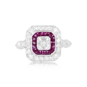 0.51ct Asscher-Cut Diamond Double Halo Platinum Walton Ring