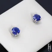 14k White Gold &amp; Blue Sapphire Stud Earrings