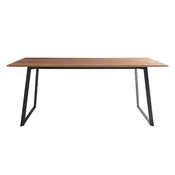 Euro Style Anderson 71 Inch Dining Table for 6, Walnut with Black Steel Base