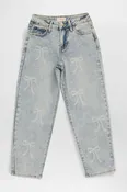 Girls Layla Bow Print Barrel Jean