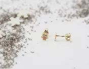 3.0mm Pink Owl 18kt Yellow Gold Stud