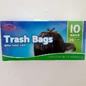 26 Gallon Trash Bags With twist Ties 10 Bags