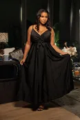 Black Satin Mock Maxi