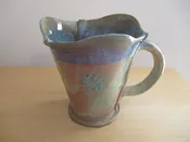 Vintage Robert Maxwell Art Pottery Mug 5 1/4"" Signed Rare Signed Blue/Green