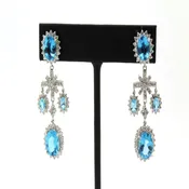 Carlos Belloso Blue Topaz and Diamond Earrings set in 18k White Gold