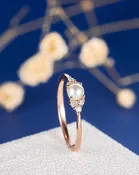 18K Rose Gold Pearl Ring