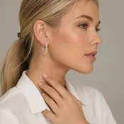 18K Gold Diamond Hoop Earrings -1 inch