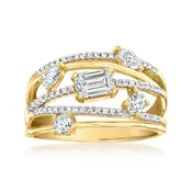1.00 ct. t.w. Lab-Grown Diamond Highway Ring in 18kt Gold Over Sterling