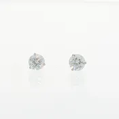 14K White Gold Lab-Created Diamond 3 Prong Martini Screw Back Studs 2.25 CTW