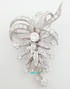Antique Art Deco Old European Diamond Brooch Pendant Platinum 3.19 ct 18.3 mm